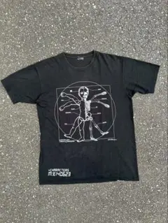 M:Eエムイー 人体図　プリントtシャツ　ブラック　古着　ダ・ヴィンチ