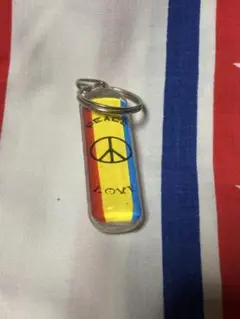 ビンテージ1970年代頃peaceキーホルダー古着プラ雑貨スマイルラスタ