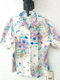 かりゆしウェア 花柄 アロハシャツ 3Lサイズ リップル生地