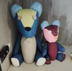 デニム生地の手作りぬいぐるみセット