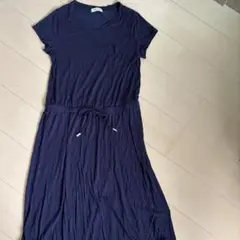 レディース　クロッシー　ロング　ワンピース　ネイビー　L