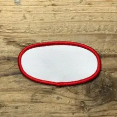 ネームワッペンベース オーバル ホワイトxレッド 約83mm x 約45mm