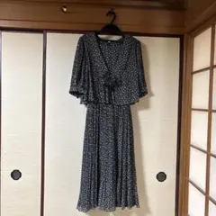 【日本製】花柄フレアスリーブワンピース　レトロ