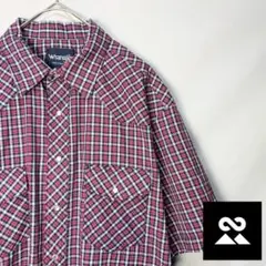Wrangler　80’sUS　半袖ウエスタンシャツ　チェック柄　レッド　ピンク