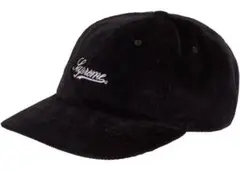 Supreme スクリプトロゴ　コーデュロイ　6パネル　キャップ　ブラック　帽子