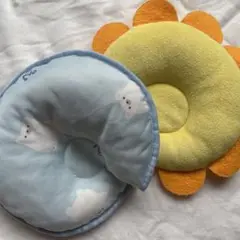 ベビー枕 青いクマ柄とひまわり型
