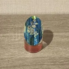 【送料無料　匿名発送】ガラス製花彫刻置物 青緑