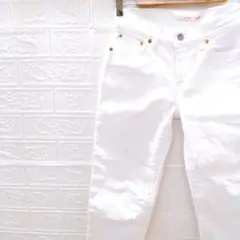 【リーバイスBOYFRIEND】S レディース デニム ホワイト 切りっぱなし