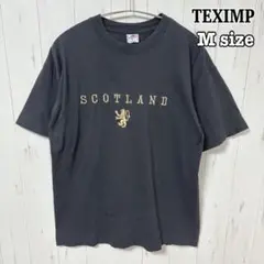 TEXIMP スコットランド Tシャツ M コットン 黒 ブラック 刺繍 古着