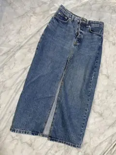 ZARA ダークブルー デニムスカート フロントスリット スカート S