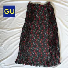 未使用級✨GU×UNDERCOVERコラボ プリーツスカート裾フリル 花柄 薔薇