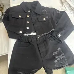 黒デニムジャケット＆ショートパンツセット