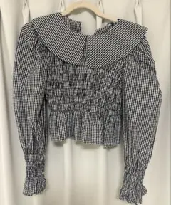 ZARA ギンガムチェック フリル襟シャツ