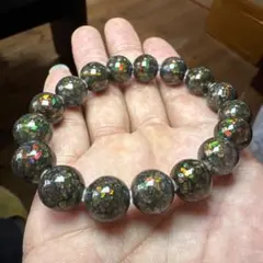 【極上希少石】天然　本物　アンモライトブレスレット　約12.5mm カナダ産