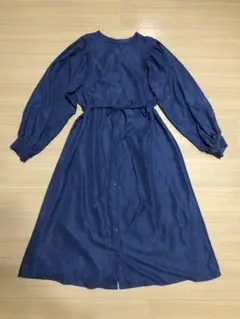 【美品】リボンベルト付ウィングショルダーシャツワンピース