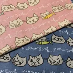 NO.195 マンハッタナーズ・ねこ柄ハギレ2枚♪