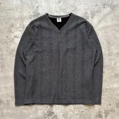 【美品】STUART KENT ヘンリーネック リブカットソー L 長袖 グレー