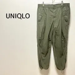 UNIQLO ユニクロ カーゴパンツ L カーキ ドローコード付き 綿100%」