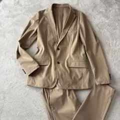 【美品】ナノユニバース トラベルスーツS ベージュ　 2B ウエストゴム　洗濯可