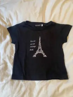 【Bebe 未使用】エッフェル塔プリント黒Ｔシャツ 90