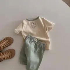 【新品】子供服　セットアップ　夏　半袖　リブ　80cm