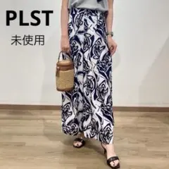 未使用✨PLST リーフプリント イージー ワイドパンツ 小さいサイズ XS 紺