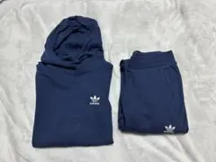 adidas ネイビー フード付きスウェットセット Sサイズ