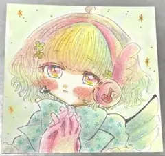 【過去作】オリジナル 手描きイラスト シマエナガ歌手ちゃん 【10×10cm】