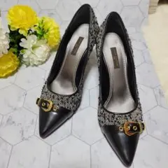 ルイヴィトン ツイード レザー 高級感 パンプス ハイヒール サンダル