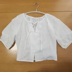 GU ホワイト 半袖 クロスオーバーシャツM