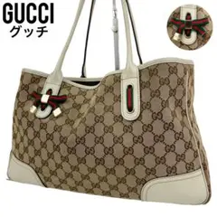 ✨良品 GUCCI グッチ トートバッグ GG柄 シェリーライン レザー 肩掛け