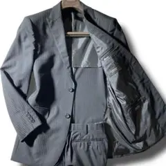 ✨️極美品✨️高級感✨️ BURBERRY スーツ ストライプ ウール100 黒