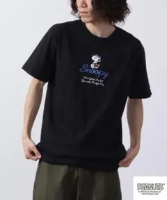 スヌーピー　サーフ　Tシャツ　半袖　メンズL　もこもこワッペン　ブラック