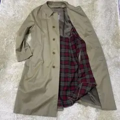 【訳あり】Aquascutum ステンカラーコート 比翼 チェック ライナー付