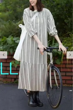 リブインコンフォート　栞里ちゃん　ストライプワンピース　LL 試着のみ　未使用