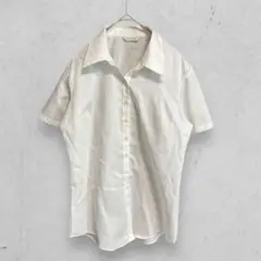 t1988【パーソンズ】半袖コットンシャツ　シンプル　無地　ホワイト　レディース