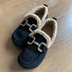 黒 スエード ボア モカシン 24.5cm