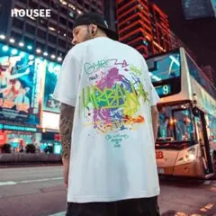 ホワイト メンズ カジュアル ビッグロゴ ビッグシルエット 3XL Tシャツ
