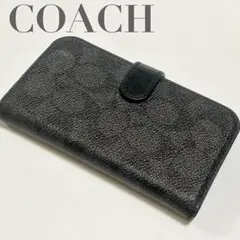 早い者勝ち✨COACH コーチ シグネチャー 黒 手帳型 iPhoneケース