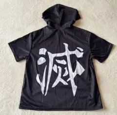 鬼滅の刃　Tシャツ　速乾　フード　黒　半袖　涼しい　春　ブラック