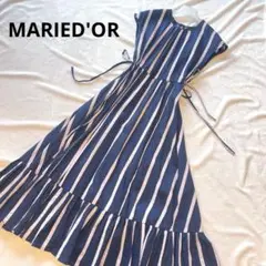 MARIED'OR リネン混　麻　ストライプデザインロングワンピース