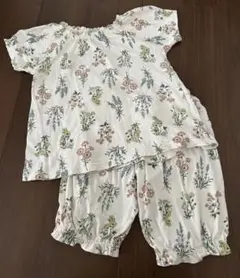 アプレレクール　花柄パジャマ上下セット 白　130cm