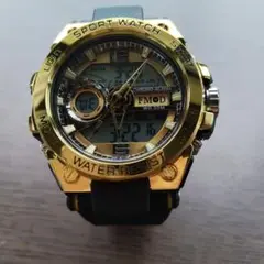 k*u様 FMOD ゴールド ブラック デジタル腕時計