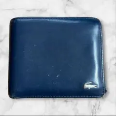 【LACOSTE】ラコステ ネイビー 二つ折り財布 グリーン ロゴ ウォレット