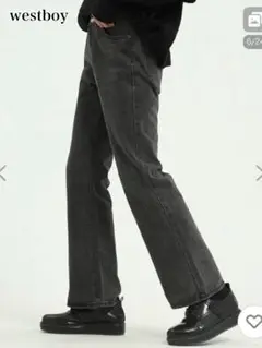 WESTBOY ルーズフレアデニムパンツ WB ORIGINALS グレー S