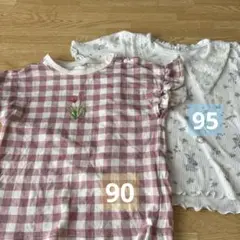 【使用感、シール跡あり】バースデー♡幼稚園着Tシャツ2枚セット90.95