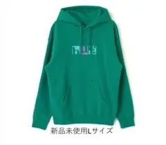 L 新品未使用　HUF ハフ　グリーン ロゴプリント フード付きパーカー