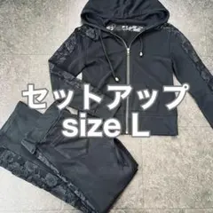 【平成ギャル】 サイドレース　背中開き　薄手長袖セットアップ