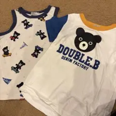 DOUBLE.B クマ柄タンクトップ&ロゴTシャツセット