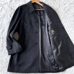 未使用級　ステンカラーコート　カシミヤ100％　比翼　ブラック　黒　ビジネス　L